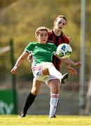 17 April 2021; Sarah McKevitt of Cork City in action against Annmarie Byrne of Bohemians during the SSE Airtricity Women's National League match between Bohemians and Cork City at Oscar Traynor Coaching & Development Centre in Coolock, Dublin. Photo by Eóin Noonan/Sportsfile