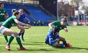 17 April 2021; Caroline Boujard of France scores her second and her side's sixth try despite the tackle of Ciara Griffin of Ireland during the Women's Six Nations Rugby Championship match between Ireland and France at Energia Park in Dublin. Photo by Sam Barnes/Sportsfile