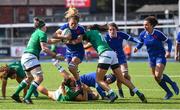 17 April 2021; Marjorie Mayans of France is tackled by Ireland players, from left, Ciara Griffin, Eimear Considine and Hannah Tyrrell during the Women's Six Nations Rugby Championship match between Ireland and France at Energia Park in Dublin. Photo by Sam Barnes/Sportsfile