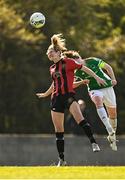 17 April 2021; Chloe Darby of Bohemians in action against Becky Cassin of Cork City during the SSE Airtricity Women's National League match between Bohemians and Cork City at Oscar Traynor Coaching & Development Centre in Coolock, Dublin. Photo by Eóin Noonan/Sportsfile