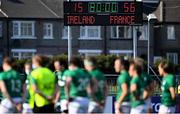 17 April 2021; The final score is seen as the Ireland team gather together after the Women's Six Nations Rugby Championship match between Ireland and France at Energia Park in Dublin. Photo by Sam Barnes/Sportsfile
