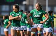 17 April 2021; Dejected Ireland players Beibhinn Parsons, left, and Dorothy Wall after the Women's Six Nations Rugby Championship match between Ireland and France at Energia Park in Dublin. Photo by Sam Barnes/Sportsfile