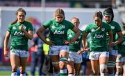 17 April 2021; Dejected Ireland players, from left, Beibhinn Parsons, Dorothy Wall and Eimear Considine after the Women's Six Nations Rugby Championship match between Ireland and France at Energia Park in Dublin. Photo by Sam Barnes/Sportsfile