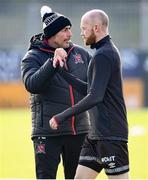 17 April 2021; Dundalk coach Filippo Giovagnoli fist bumps Chris Shields of Dundalk before the SSE Airtricity League Premier Division match between Dundalk and St Patrick's Athletic at Oriel Park in Dundalk, Louth. Photo by Stephen McCarthy/Sportsfile