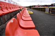 17 April 2021; Red seats are seen before the SSE Airtricity League Premier Division match between Sligo Rovers and Finn Harps at The Showgrounds in Sligo. Photo by Piaras Ó Mídheach/Sportsfile