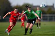 17 April 2021; Emily Whelan of Shelbourne in action against Della Doherty of Peamount United during the SSE Airtricity Women's National League match between Peamount United and Shelbourne at PLR Park in Greenogue, Dublin. Photo by Ramsey Cardy/Sportsfile