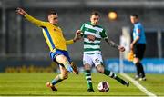 17 April 2021; Sean Kavanagh of Shamrock Rovers is tackled by Shane Elworthy of Longford Town during the SSE Airtricity League Premier Division match between Shamrock Rovers and Longford Town at Tallaght Stadium in Dublin. Photo by Eóin Noonan/Sportsfile