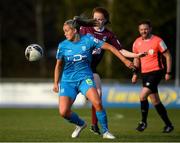 17 April 2021; Nadiine Clare of DLR Waves in action against Kate Slevin of Galway Women during the SSE Airtricity Women's National League match between DLR Waves and Galway Women at UCD Bowl in Belfield, Dublin. Photo by Matt Browne/Sportsfile