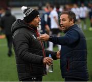 17 April 2021; Dundalk coach Filippo Giovagnoli speaks with St Patrick's Athletic assistant manager Patrick Cregg after the SSE Airtricity League Premier Division match between Dundalk and St Patrick's Athletic at Oriel Park in Dundalk, Louth. Photo by Stephen McCarthy/Sportsfile