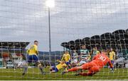 17 April 2021; Sean Gannon of Shamrock Rovers, left, scores his side's second goal during the SSE Airtricity League Premier Division match between Shamrock Rovers and Longford Town at Tallaght Stadium in Dublin. Photo by Eóin Noonan/Sportsfile