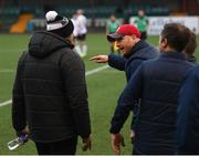 17 April 2021; St Patrick's Athletic head coach Stephen O'Donnell remontrates with Dundalk coach Filippo Giovagnoli after the SSE Airtricity League Premier Division match between Dundalk and St Patrick's Athletic at Oriel Park in Dundalk, Louth. Photo by Stephen McCarthy/Sportsfile