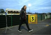 17 April 2021; Dundalk sporting director Jim Magilton walks away from his RTE interview after the SSE Airtricity League Premier Division match between Dundalk and St Patrick's Athletic at Oriel Park in Dundalk, Louth. Photo by Stephen McCarthy/Sportsfile