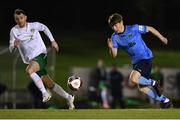 16 April 2021; Adam Lennon of UCD in action against Kevin Knight of Cabinteely during the SSE Airtricity League First Division match between UCD and Cabinteely at the UCD Bowl in Belfield, Dublin. Photo by Piaras Ó Mídheach/Sportsfile