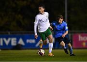 16 April 2021; Deane Watters of Cabinteely in action against Adam Lennon of UCD during the SSE Airtricity League First Division match between UCD and Cabinteely at the UCD Bowl in Belfield, Dublin. Photo by Piaras Ó Mídheach/Sportsfile