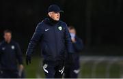 16 April 2021; Cabinteely manager Pat Devlin leaves the pitch for the half-time break during the SSE Airtricity League First Division match between UCD and Cabinteely at the UCD Bowl in Belfield, Dublin. Photo by Piaras Ó Mídheach/Sportsfile