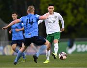 16 April 2021; Luke McWilliams of Cabinteely in action against Eoin Farrell of UCD during the SSE Airtricity League First Division match between UCD and Cabinteely at the UCD Bowl in Belfield, Dublin. Photo by Piaras Ó Mídheach/Sportsfile