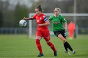 17 April 2021; Pearl Slattery of Shelbourne in action against Stephanie Roche of Peamount United during the SSE Airtricity Women's National League match between Peamount United and Shelbourne at PLR Park in Greenogue, Dublin. Photo by Ramsey Cardy/Sportsfile