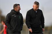 17 April 2021; Peamount United manager James O'Callaghan, right, and Assistant manager Vinnie Patterson during the SSE Airtricity Women's National League match between Peamount United and Shelbourne at PLR Park in Greenogue, Dublin. Photo by Ramsey Cardy/Sportsfile