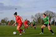 17 April 2021; Emily Whelan of Shelbourne in action against Claire Walsh of Peamount United during the SSE Airtricity Women's National League match between Peamount United and Shelbourne at PLR Park in Greenogue, Dublin. Photo by Ramsey Cardy/Sportsfile