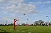 17 April 2021; Jess Gargan of Shelbourne takes a throw-in during the SSE Airtricity Women's National League match between Peamount United and Shelbourne at PLR Park in Greenogue, Dublin. Photo by Ramsey Cardy/Sportsfile