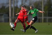17 April 2021; Stephanie Roche of Peamount United in action against Jessie Stapleton of Shelbourne during the SSE Airtricity Women's National League match between Peamount United and Shelbourne at PLR Park in Greenogue, Dublin. Photo by Ramsey Cardy/Sportsfile