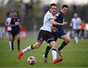 17 April 2021; Raivis Jurkovskis of Dundalk in action against Jay McClelland of St Patrick's Athletic during the SSE Airtricity League Premier Division match between Dundalk and St Patrick's Athletic at Oriel Park in Dundalk, Louth. Photo by Stephen McCarthy/Sportsfile