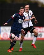 17 April 2021; Ian Bermingham of St Patrick's Athletic and Raivis Jurkovskis of Dundalk during the SSE Airtricity League Premier Division match between Dundalk and St Patrick's Athletic at Oriel Park in Dundalk, Louth. Photo by Ben McShane/Sportsfile