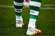 17 April 2021; A detailed view of the Shamrock Rovers socks worn by Dylan Watts during the SSE Airtricity League Premier Division match between Shamrock Rovers and Longford Town at Tallaght Stadium in Dublin. Photo by Eóin Noonan/Sportsfile
