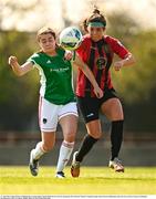 17 April 2021; Sophie Watters of Bohemians in action against Sarah McKevitt of Cork City during the SSE Airtricity Women's National League match between Bohemians and Cork City at Oscar Traynor Coaching & Development Centre in Coolock, Dublin. Photo by Eóin Noonan/Sportsfile
