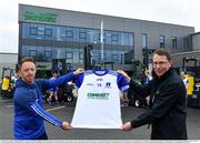 19 April 2021; Combilift, a leading global player in the field of materials handling, is also now getting involved on the sports field at a much more local level. The company has committed to a new 3-year sponsorship deal with the Monaghan Ladies football team as well as sponsoring the Monaghan senior club championship. The Combilift logo will now be prominent on both home and away jerseys, as well as all items of the team’s training gear. Combilift will support the Monaghan LGFA teams both on and off the field, and at all levels from juveniles right through to seniors. In attendance at the launch at Combilift are Monaghan manager Ciarán Murphy, left, and Martin Mc Vicar, CEO of Combilift. Photo by Philip Fitzpatrick/Sportsfile