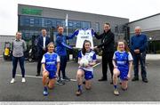 19 April 2021; Combilift, a leading global player in the field of materials handling, is also now getting involved on the sports field at a much more local level. The company has committed to a new 3-year sponsorship deal with the Monaghan Ladies football team as well as sponsoring the Monaghan senior club championship. The Combilift logo will now be prominent on both home and away jerseys, as well as all items of the team’s training gear. Combilift will support the Monaghan LGFA teams both on and off the field, and at all levels from juveniles right through to seniors. In attendance at the launch at Combilift are back row, from left, Amelia Elliott, Combilift, Monaghan County Council Chief Executive Eamonn O'Sullivan, Monaghan manager Ciarán Murphy, Combilift CEO Martin Mc Vicar, and Combilift production manager Andy Wylie, with front row, from left, Monaghan players Ciara Mc Anespie, Lauren Garland, and Amy Garland. Photo by Philip Fitzpatrick/Sportsfile