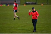 19 April 2021; Manager Mickey Harte speaks to his players during senior football squad training at the Louth GAA Centre of Excellence in Louth. Following approval from the GAA and the Irish Government, the GAA released its safe return to play protocols, allowing full contact inter-county training at adult level can re-commence from April 19th. Photo by Ramsey Cardy/Sportsfile