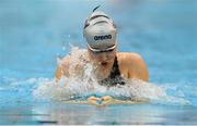 20 April 2021; Niamh Coyne of National Centre Dublin competes in the 100 metre breaststroke on day one of the Irish National Swimming Team Trials at Sport Ireland National Aquatic Centre in the Sport Ireland Campus, Dublin. Photo by Brendan Moran/Sportsfile