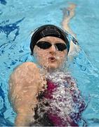 20 April 2021; Danielle Hill of Larne SC competes in the 100 metre backstroke on day one of the Irish National Swimming Team Trials at Sport Ireland National Aquatic Centre in the Sport Ireland Campus, Dublin. Photo by Brendan Moran/Sportsfile