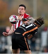 20 April 2021; David Parkhouse of Derry City in action against Daniel Cleary of Dundalk during the SSE Airtricity League Premier Division match between Derry City and Dundalk at the Ryan McBride Brandywell Stadium in Derry. Photo by Stephen McCarthy/Sportsfile