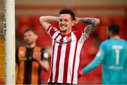 20 April 2021; David Parkhouse of Derry City reacts to a missed opportunity on goal during the SSE Airtricity League Premier Division match between Derry City and Dundalk at the Ryan McBride Brandywell Stadium in Derry. Photo by Stephen McCarthy/Sportsfile
