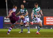 20 April 2021; Ronan Finn of Shamrock Rovers in action against Killian Phillips of Drogheda United during the SSE Airtricity League Premier Division match between Drogheda United and Shamrock Rovers at United Park in Drogheda, Louth. Photo by Ben McShane/Sportsfile