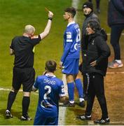20 April 2021; Waterford assistant manager Michael Newell is shown a red card by referee Graham Kelly during the SSE Airtricity League Premier Division match between St Patrick's Athletic and Waterford at Richmond Park in Dublin. Photo by Harry Murphy/Sportsfile