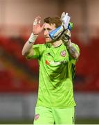 20 April 2021; Derry City goalkeeper Nathan Gartside following the SSE Airtricity League Premier Division match between Derry City and Dundalk at the Ryan McBride Brandywell Stadium in Derry. Photo by Stephen McCarthy/Sportsfile