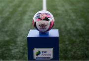 20 April 2021; A detailed view of a Derry City branded match ball before the SSE Airtricity League Premier Division match between Derry City and Dundalk at the Ryan McBride Brandywell Stadium in Derry. Photo by Stephen McCarthy/Sportsfile