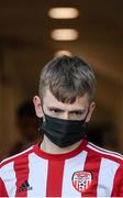 20 April 2021; Ciaron Harkin of Derry City makes his way to the pitch before the SSE Airtricity League Premier Division match between Derry City and Dundalk at the Ryan McBride Brandywell Stadium in Derry. Photo by Stephen McCarthy/Sportsfile