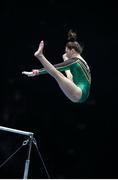 21 April 2021; Emma Slevin of Ireland competes on the uneven bars in the women's artistic qualifying round, subdivision 4, during day one of the 2021 European Championships in Artistic Gymnastics at St. Jakobshalle in Basel, Switzerland. Photo by Thomas Schreyer/Sportsfile