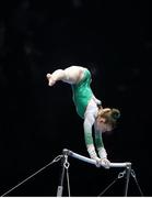 21 April 2021; Meg Ryan of Ireland, Tokyo first reserve gymnast, competes on the uneven bars in the women's artistic qualifying round, subdivision 4, during day one of the 2021 European Championships in Artistic Gymnastics at St. Jakobshalle in Basel, Switzerland. Photo by Thomas Schreyer/Sportsfile