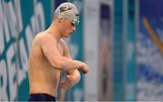 21 April 2021; Rory McEvoy of National Centre Dublin before the 100 metre backstroke on day two of the Irish National Swimming Team Trials at Sport Ireland National Aquatic Centre in the Sport Ireland Campus, Dublin.  Photo by Brendan Moran/Sportsfile