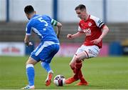 23 April 2021; Ian Bermingham of St Patrick's Athletic in action against David Webster of Finn Harps during the SSE Airtricity League Premier Division match between Finn Harps and St Patrick's Athletic at Finn Park in Ballybofey, Donegal. Photo by Piaras Ó Mídheach/Sportsfile