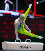 23 April 2021; Adam Steele of Ireland competes on the Pommel Horse in the men's artistic All-Around Final during day three of the 2021 European Championships in Artistic Gymnastics at St. Jakobshalle in Basel, Switzerland. Photo by Thomas Schreyer/Sportsfile