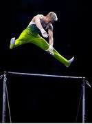 23 April 2021; Adam Steele of Ireland competes on the high bar in the men's artistic All-Around Final during day three of the 2021 European Championships in Artistic Gymnastics at St. Jakobshalle in Basel, Switzerland. Photo by Thomas Schreyer/Sportsfile