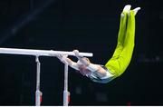 23 April 2021; Adam Steele of Ireland competes on the Parallel Bars in the men's artistic All-Around Final during day three of the 2021 European Championships in Artistic Gymnastics at St. Jakobshalle in Basel, Switzerland. Photo by Thomas Schreyer/Sportsfile