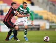 23 April 2021; Graham Burke of Shamrock Rovers in action against Rob Cornwall of Bohemians during the SSE Airtricity League Premier Division match between Shamrock Rovers and Bohemians at Tallaght Stadium in Dublin. Photo by Eóin Noonan/Sportsfile