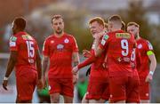 23 April 2021; Shane Farrell of Shelbourne, third from left, celebrates with team-mates after scoring his side's second goal during the SSE Airtricity League First Division match between Cabinteely and Shelbourne at Stradbrook Park in Blackrock, Dublin. Photo by Sam Barnes/Sportsfile